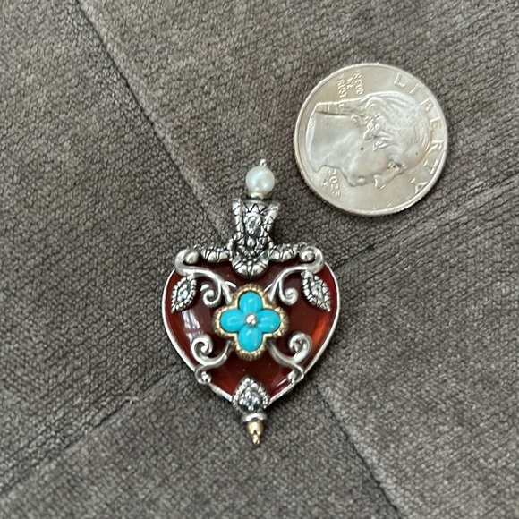 Barbara Bixby Heart Enhancer Carnelian Turquoise and Pearl - Picture 7 of 9